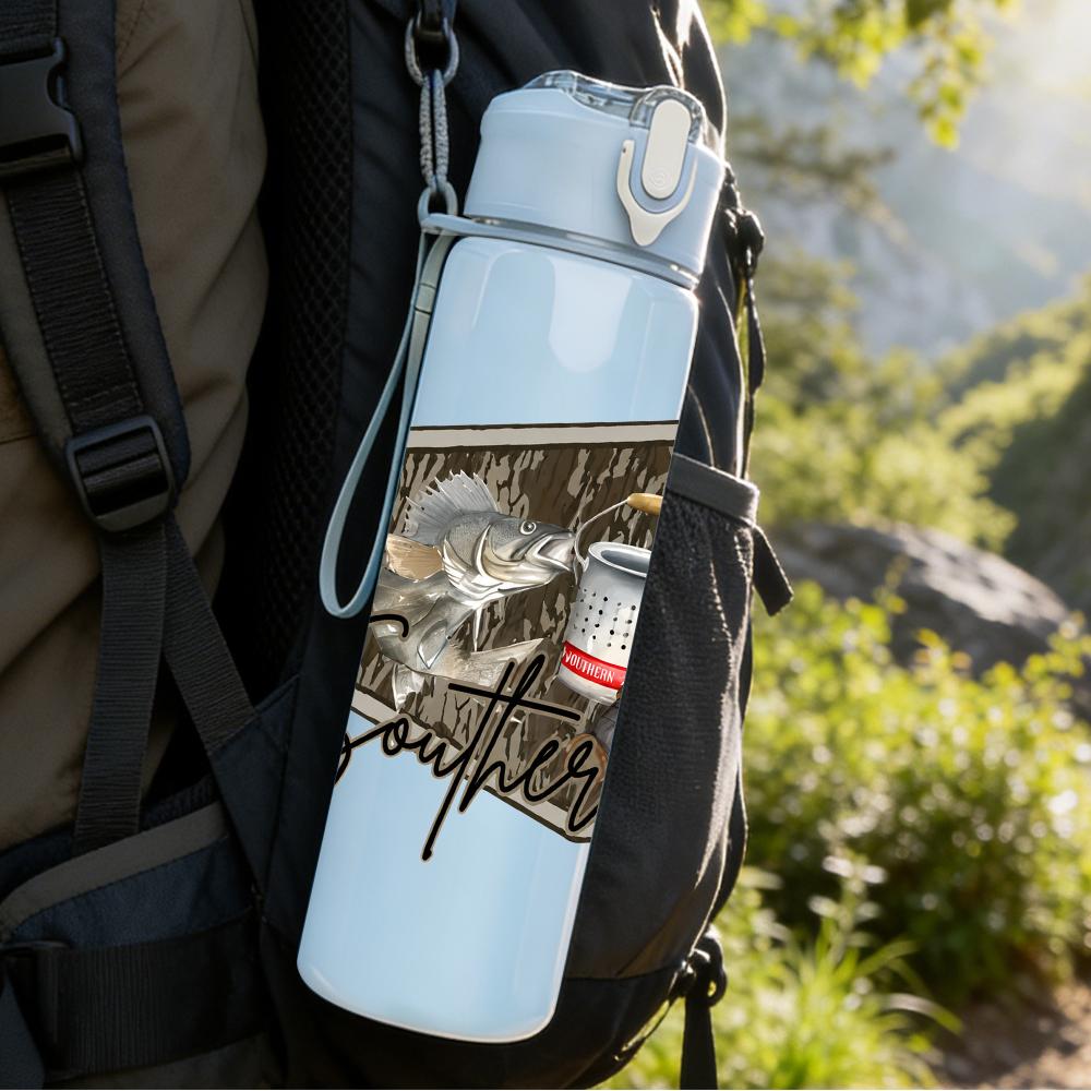 1PC Vintage Camping Basket Layout 750ml Color Plastic Water Bottle Leakproof Flip Straw Lid For Sports Office Home Use