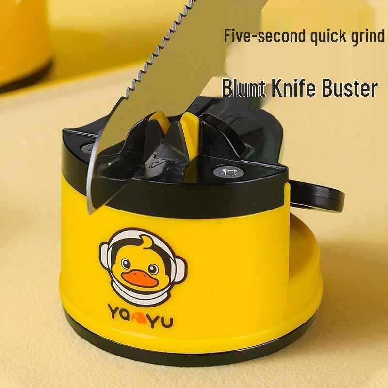 Mini Suction Cup Yellow Duck Kitchen Knife & Scissor Sharpener