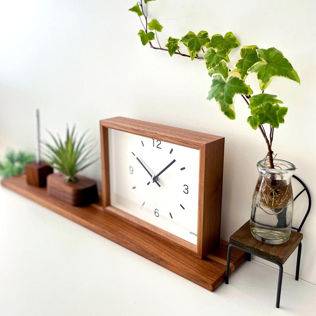 KATOMOKU Dual-use clock 2 Walnut km-53WA Wall clock with continuous second hand 22 x 17 x 5 cm