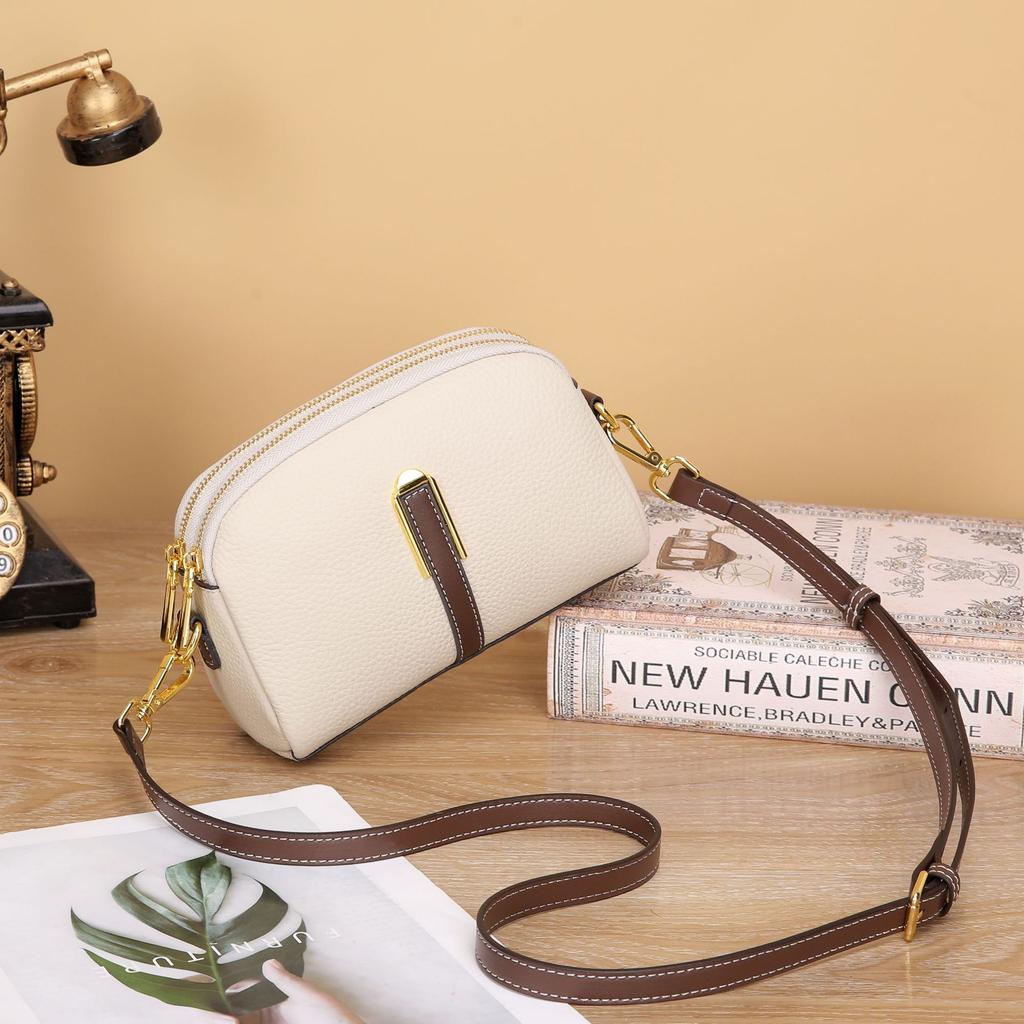 Cowhide Casual Women's Bag, Shoulder Messenger Change Bag, Women's Handbag, Multi-compartment Shell Bag, Mobile Phone Bag.