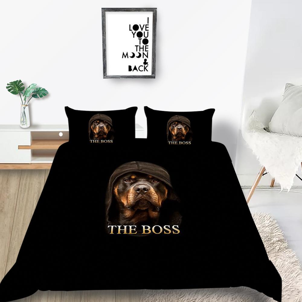 3D Pet Dog Bedding Set Animal Down Duvet Cover 2/3 Pieces Quilt Cover Single Bed Double Bed Full Size Quick Drying Bed Cover for Dog Lovers