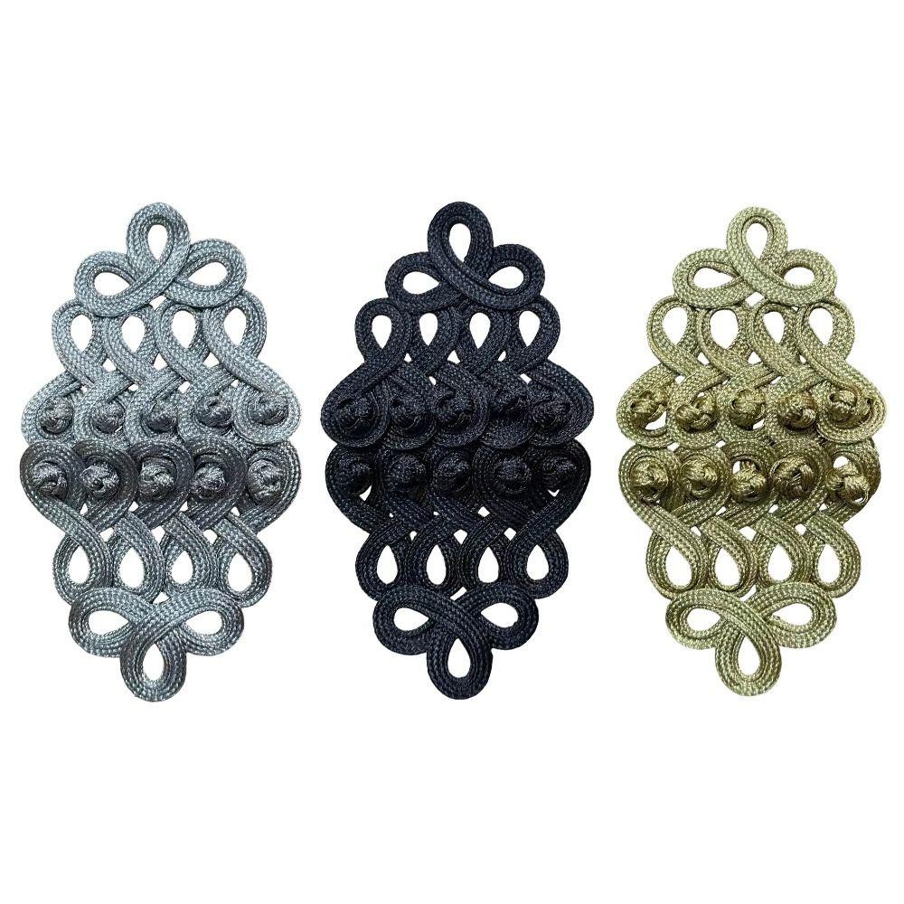 Golden Silk Uniform Knot Button Hand Made Fastener Type Baroque Frog Fastener Large Size Knot Style Cord Embroidery Closure