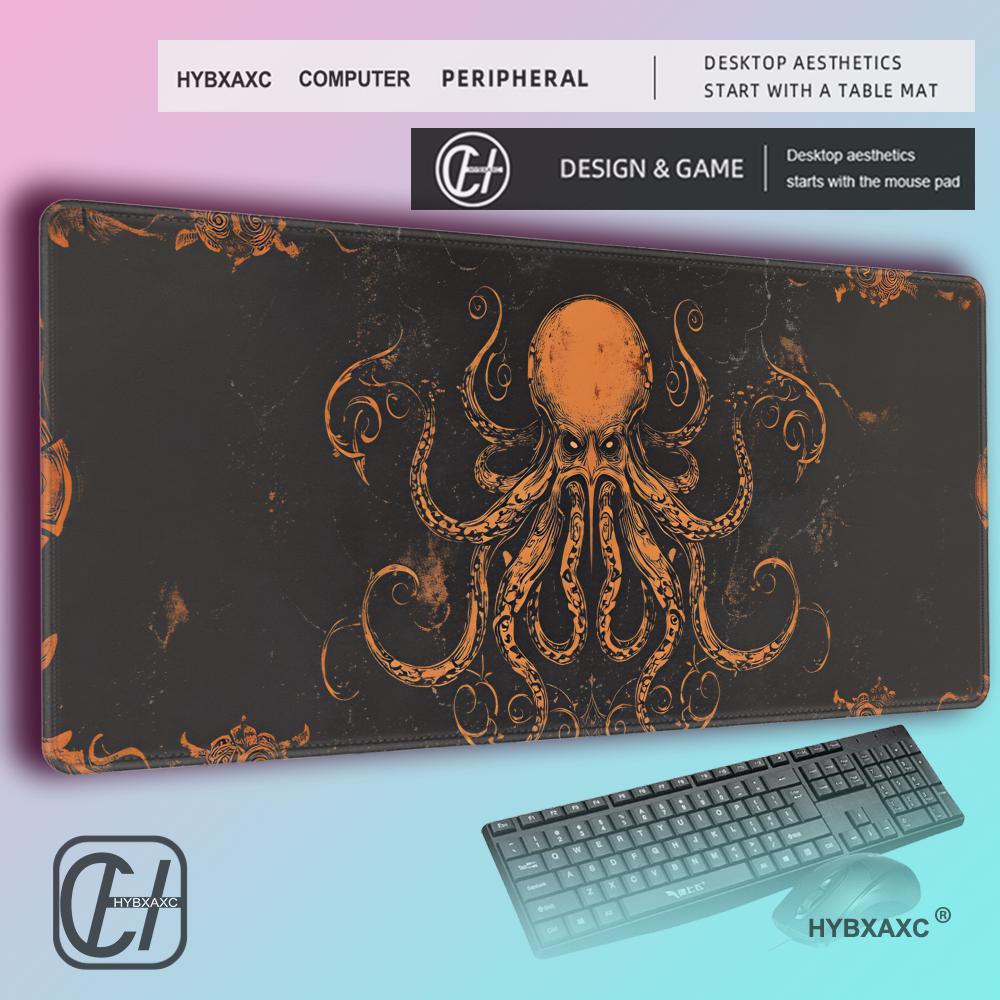 HYBXAXC Gaming Mouse Pad Large Octopus Pattern Desk Mat Natural Rubber Non Slip