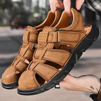 Sandalias Clásicas para Hombre Verano Sandalias de Cuero Genuino para Hombre Exterior Casual Lujo Sandalia Retro Zapatos Gladiador para Hombre Talla Grande 38 -48