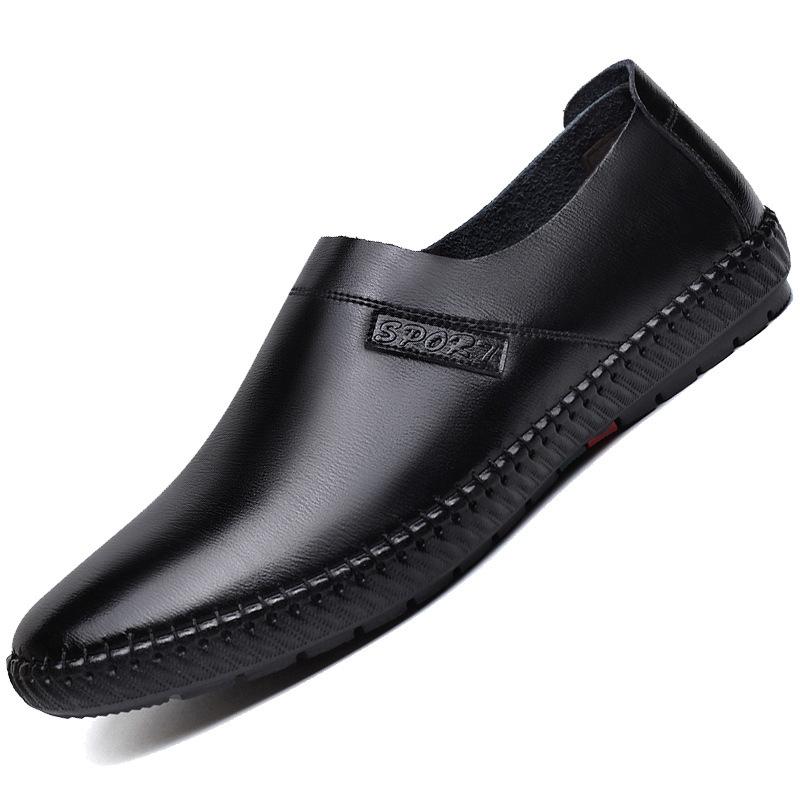 Leather Shoes for Men's Spring New Style Breathable Bean Shoes for Men's Casual Shoes Soft Sole Men's Shoes