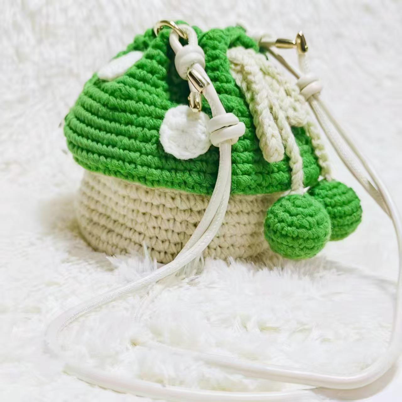 2025 Handmade Crochet Mushroom Crossbody Bag - Large Capacity Cute DIY Gift Phone Holder 1980₽