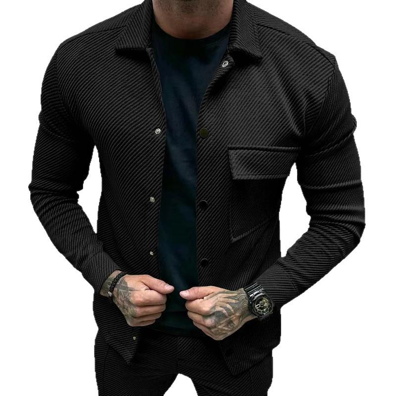 2025 European & American Slim Fit Heavyweight Twill Men's Autumn Long Sleeve Lapel Jacket