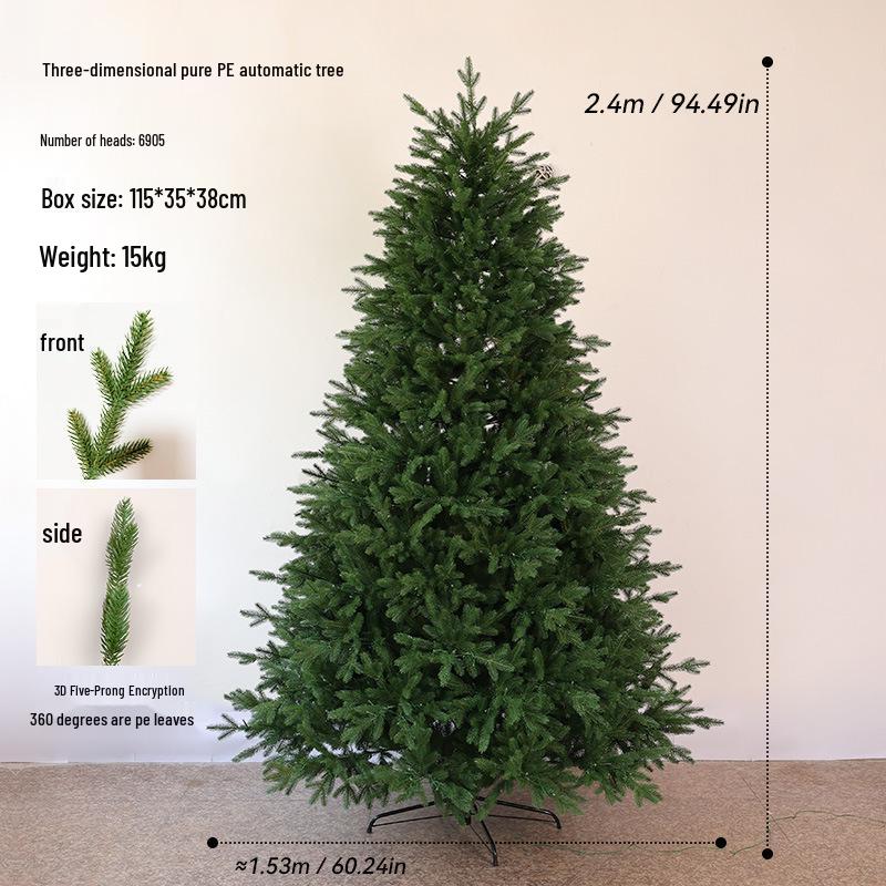 Pre-Lit Automatic Unfolding PE Bare Christmas Tree Base Ornament - No Installation Needed