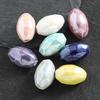 Electroplated Olive Ceramic Bead Necklace Pendant with Seed Beads for DIY Jewelry Crafting.