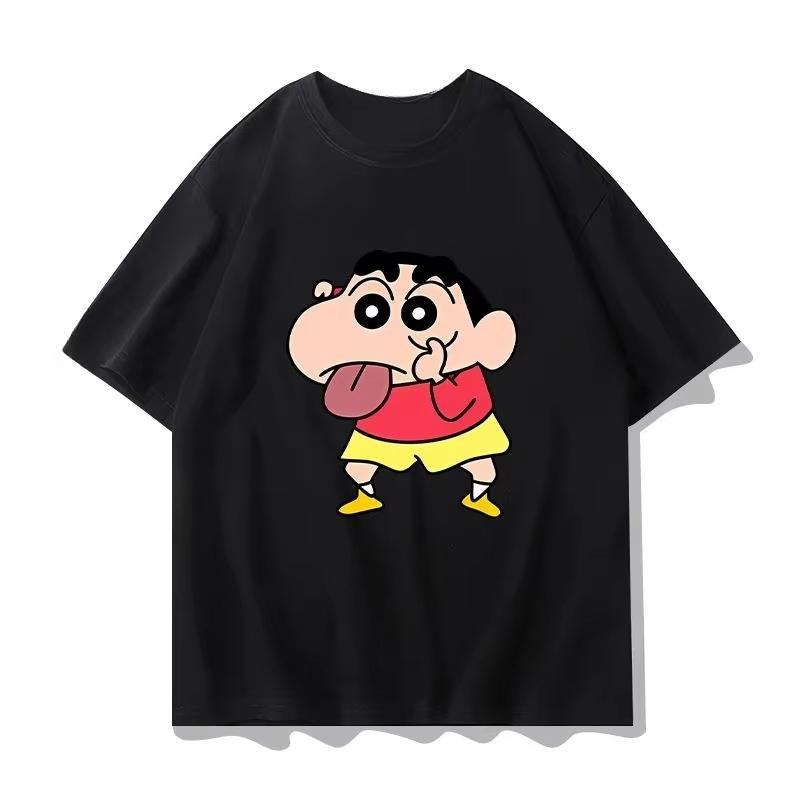 2025 New Shin Chan Crayon Printed Summer T-shirt Cotton Japanese Cartoon Women T-shirt Short Sleeve Round Neck Loose T-shirt Top
