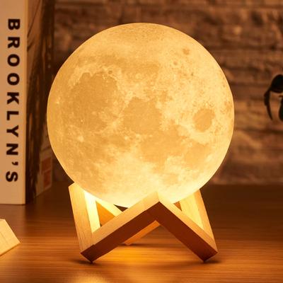 Dropship 3D Print Rechargeable Moon Lamp LED Night Light Creative Touch Switch Moon Light For Bedroom Decoration Birthday Gift