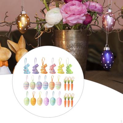 Easter Hanging Ornaments Colorful Foam with Ribbon Loop Pendants Home Decor for Wall Festival Window
