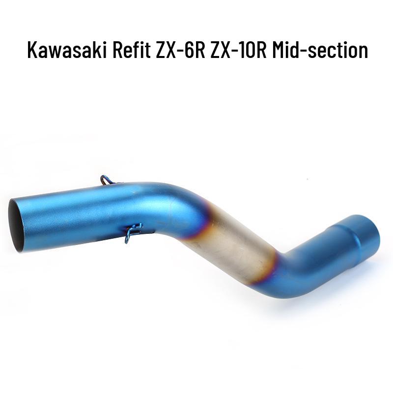 Stainless Steel Mid-Pipe for ZX10R ZX6R: Easy Install, Non-Destructive Motorcycle Exhaust Mod
