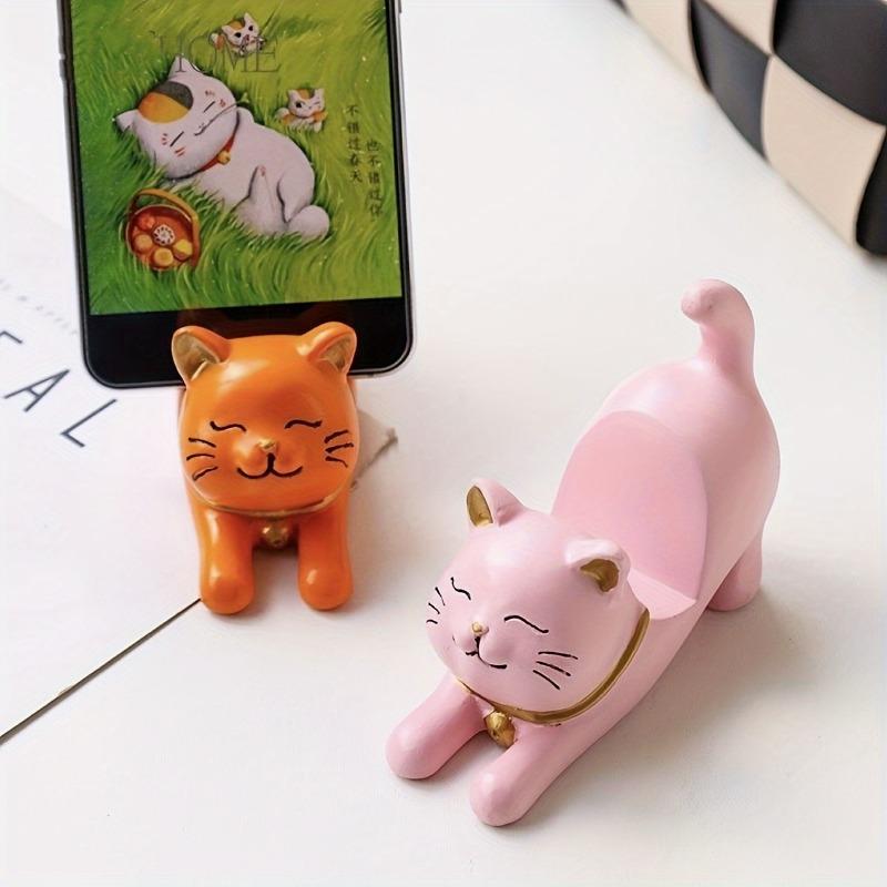 1 pezzo creativo adorabile incantevole gatto pigro supporto per cellulare ornamento decorazione scrivania ufficio