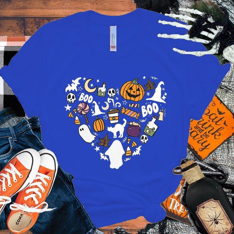 Women's Halloween Costumes Boo Pumpkin Love T-Shirt Men Women T Shirt Cosplay Clothes Streetwear Tee Shirt Plus Size Tops