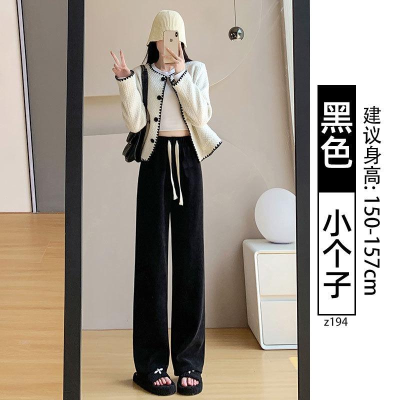 Chenier Wide-leg Pants New Narrow Version Loose Drape Small Casual Straight Corduroy Pants Women