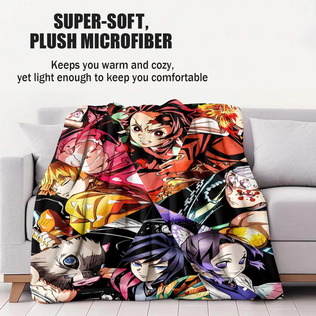 Anime DDemon SSlayer Print Super Soft high Blanket Sofa Office Travel Nap Comfort Leisure Camp Travel Blanket Birthday Gift