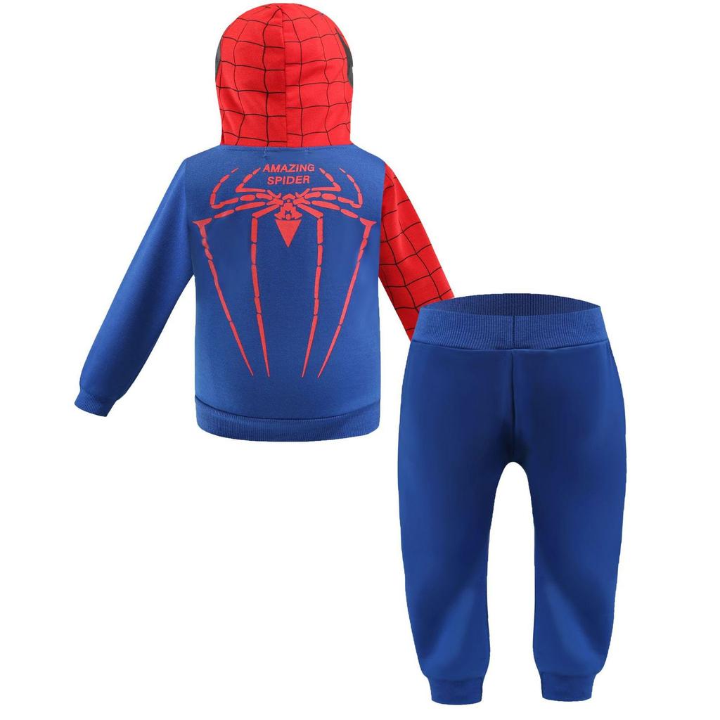 Boys' Spider-Man Hoodie and Pants Set - Kids Cartoon Sportswear for Spring and Autumn