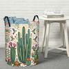 1pc, Circular Laundry Basket, Desert Cactus Hummingbird Pattern, Foldable Laundry Basket for Easy Storage, Laundry Cartoon Pattern with Handle Basket,