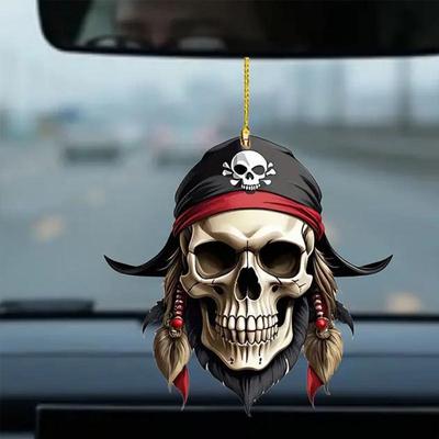 Kyvná lebka auto ozdoba kostra akrylový přívěsek na auto kostra okno závěsný přívěsek auto zrcátko přívěsek dekorace zpětného zrcátka