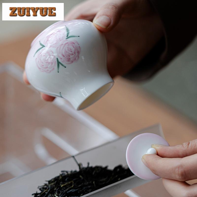 Hand Drawn Rose Ceramic Creative Tea Box Organizer Moisture-proof Creative Storage Tank Containers Tea Caddy POT Tea Set Gift