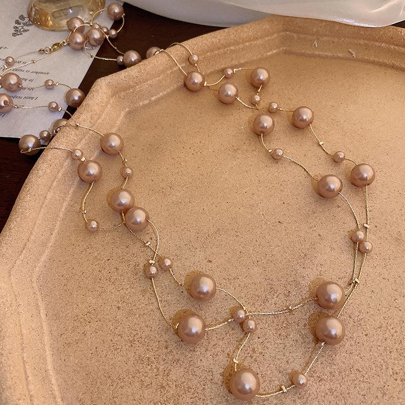 French Retro Temperament Baroque Pearl Necklace Women's Elegant Versatile Collarbone Chain Light Luxury Necklace
