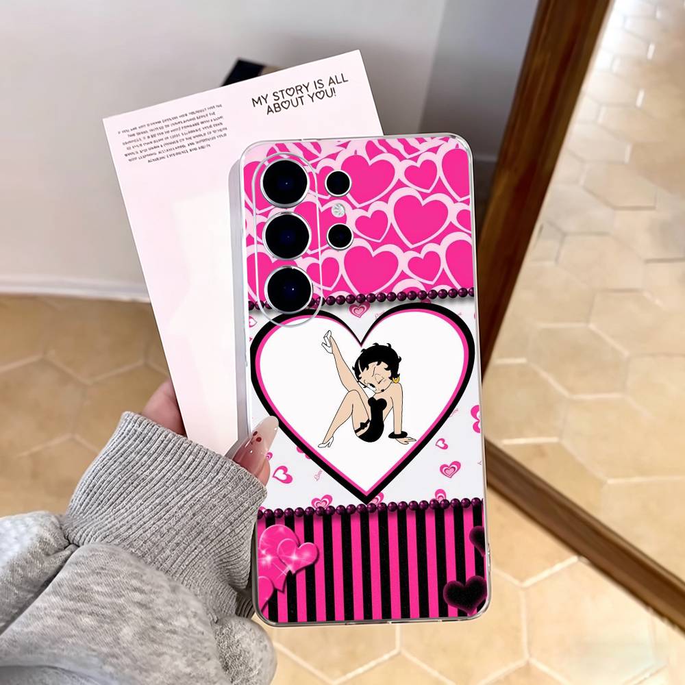 B-Betty Cute B-Boop Phone Case For Samsung S25,S24,S21,S22,S23,S30,Ultra,S20,Plus,Fe,Note,10,9,5G Transparent Cover