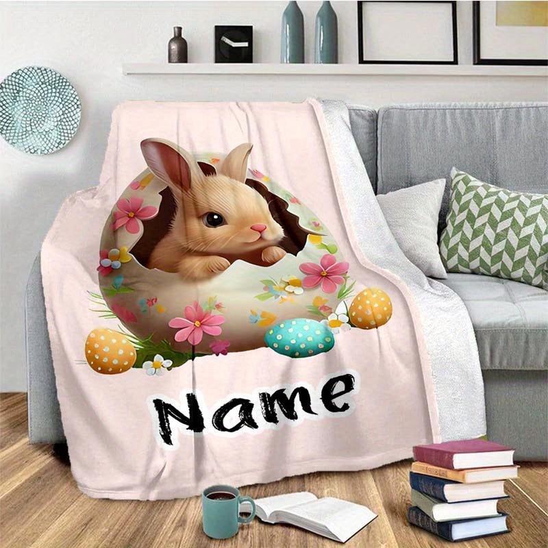 The Rabbit In The Egg Customize Your Name Blanket Warm Comfortable And Soft Blankets Are Suitable For Home Chairs Office Sofas Sofas Office Camping