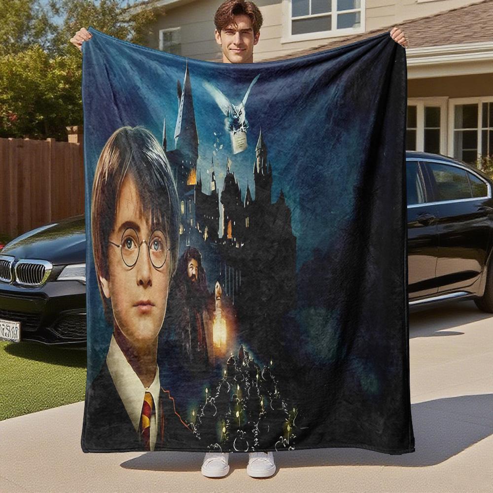 1pc Hogwarts Harry Potter Owl Outdoor Flannel Throw Blanket All Season Soft Warmth,Home Decor 1031190