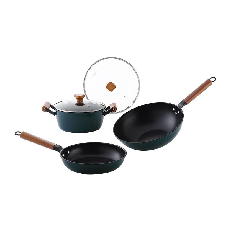 LocknLock Azure Cast Iron Non-stick 3-Piece Cookware Set