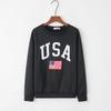 White Hoodie with USA Letter Print, Round Neck, Pullover Style, Loose Fit, Long Sleeve - 2022 Top Seller