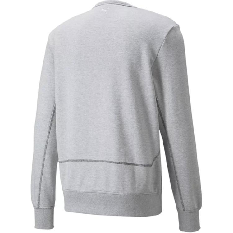 PUMA Solid Color Comfortable Warm Sports Crew Neck Long Sleeve Sweatshirt Men sweatshirt Gray 533249-08