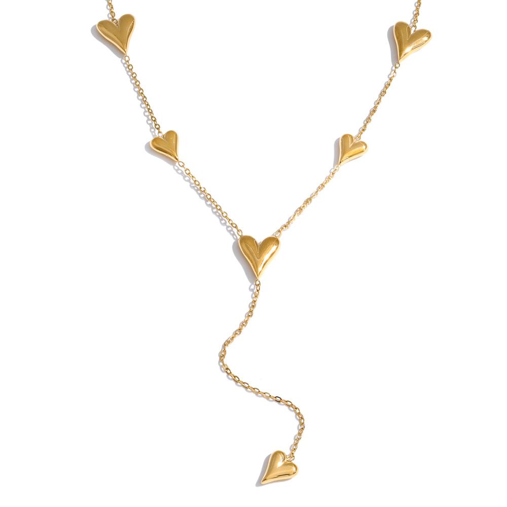 

Yhpup New Stainless Steel Heart Love Y Chain Drop Necklace Trending Fashion Charm Exquisite Gift PVD Jewelry for Women Wholesale