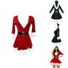Festive Women's Girls Santa Claus Christmas Costume With Soft Velvet And Faux Fur Trim