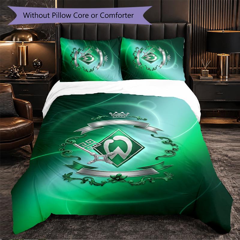 Werder Bremen Football 3 Piece Bedding Set Soft Duvet Cover Set with Pillowcases Printed Bedroom Decor Set for Home