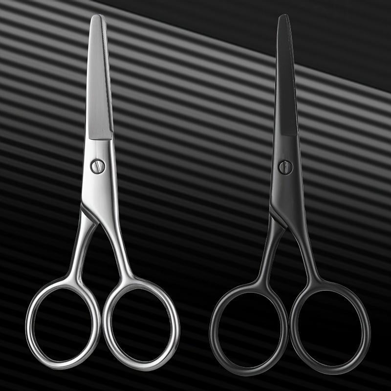 Round Head Safety Beard Scissors For Beard, Eyebrow, Nose Hair, Hair Trimming, Beauty Makeup Care Tool For Men And Women