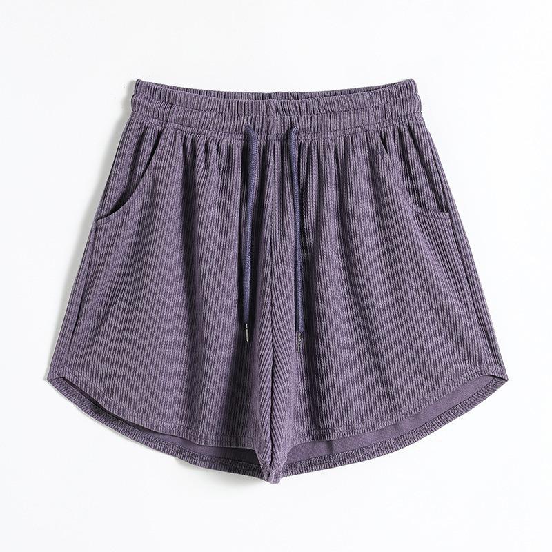 Letnie Cienkie Szorty Fitness do Biegania Damskie Luźne Casualowe Duży Rozmiar Szerokie Nogawki Spodnie z Wysokim Stanem w Linię A Sportowe Szorty Hot Pants