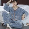Men's Pajama Sets Winter Thickened Homewear for Men Coral Fleece Nightwear 2 Pieces Warm Sleepwear Men's Home Clothes