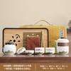Guochao suit business coarse pottery Qingshan flying birds Lingxue pot travel tea set accompanying ceremony enterprise