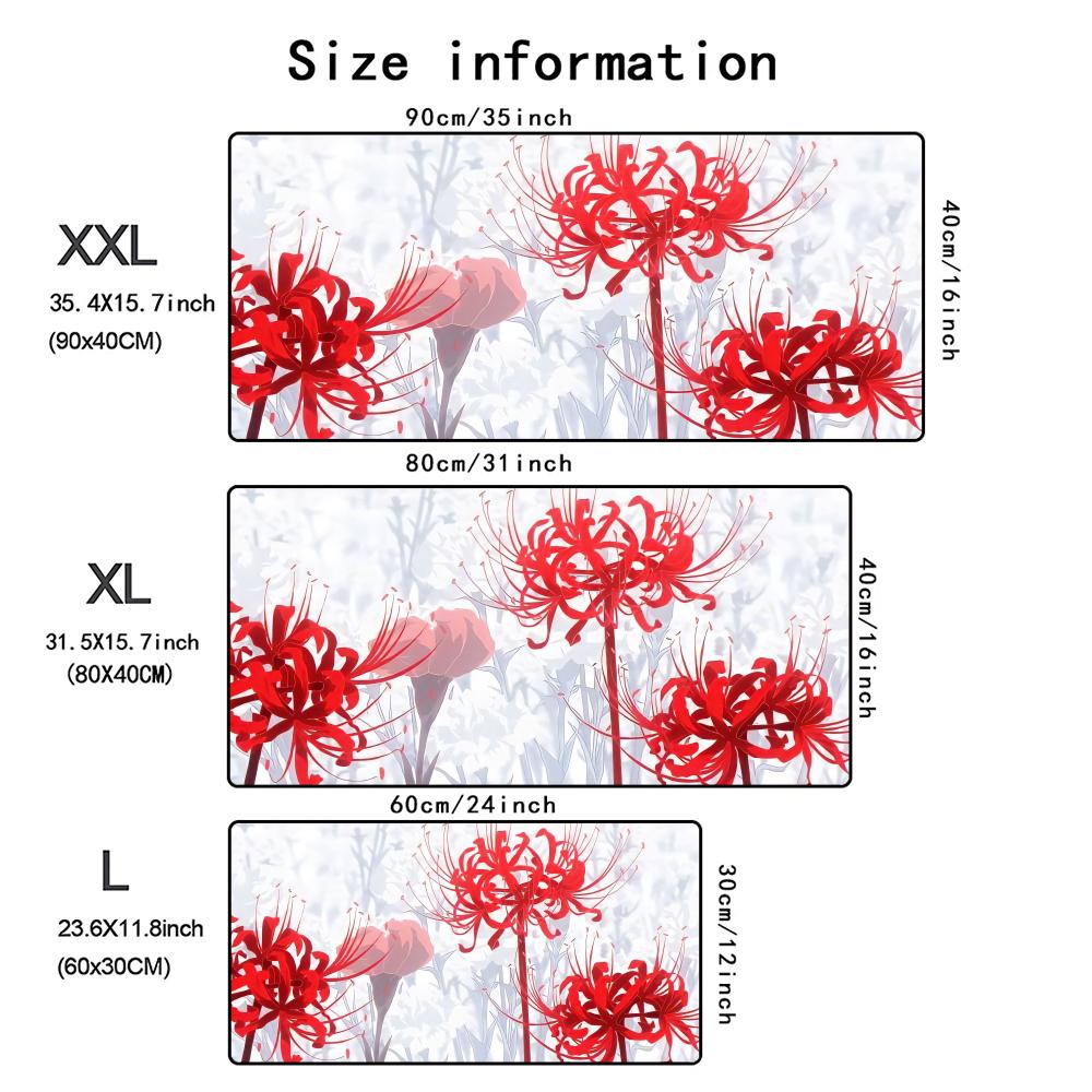Accessories Long Mousepad Red Spider Lily Mouse Pad XXL Desktop Keyboard Table Pads Large Game Rubber Antislip DeskMat Computer