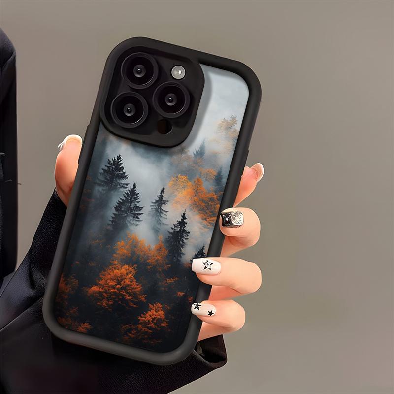Smoke Forest Landscape Pattern Phone Case for iPhone 17 16 15 14 13 12 11 Pro/Max/Plus Anti Drop and Anti Shock Back Cover