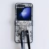 For Samsung Galaxy Z Flip6 5G Case Cute Bear PU Leather Coated PC Phone Cover with Crossbody Strap