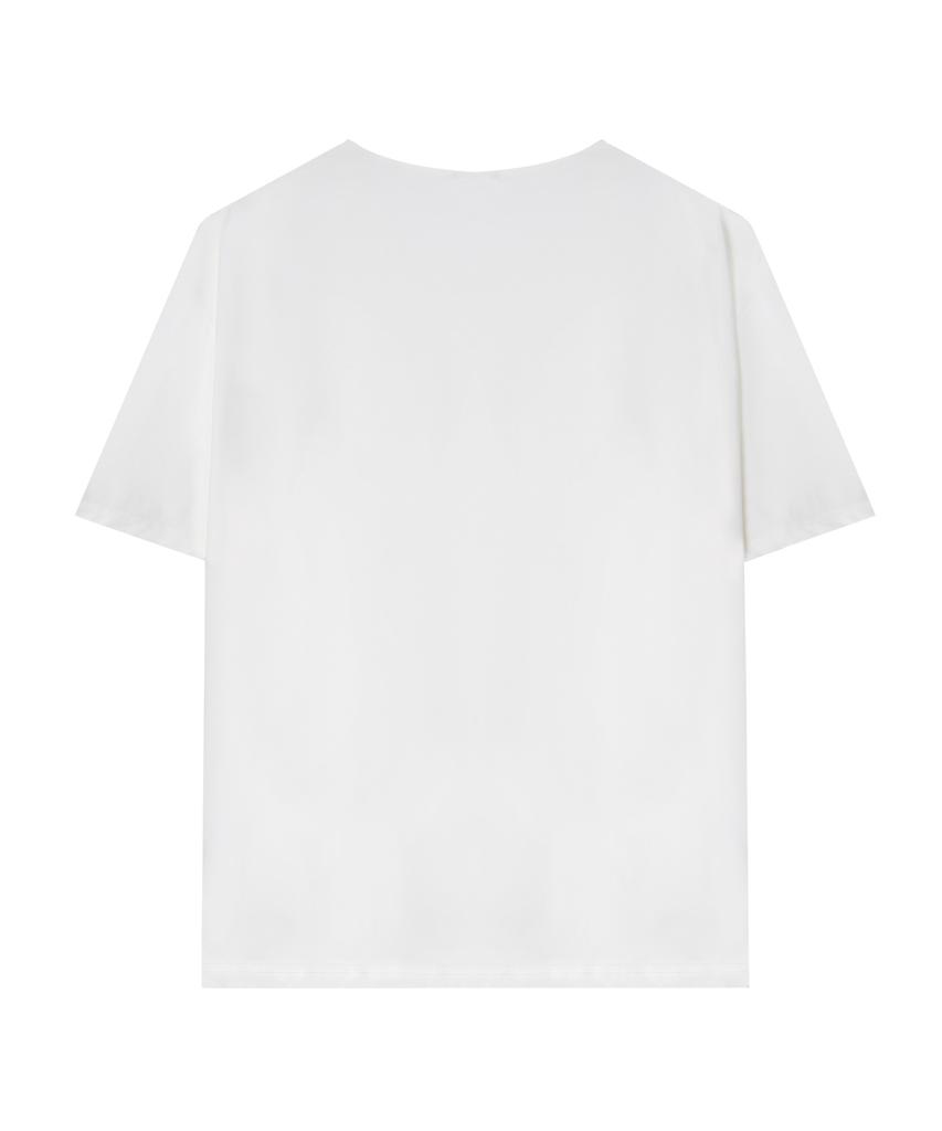 DRAW FIT Silket Cotton U-Neck T-Shirt [White]