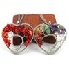 Seven-Color Heart-Shaped Tree of Life Necklace with Natural Stone Crystals