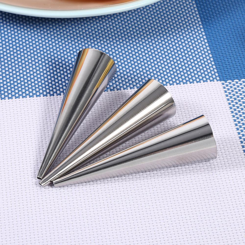 3pcs Pack Stainless Steel NOn Stick Dessert Cannoli Croissant Tubes Baking Tool Mold (L)