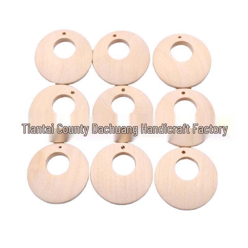 

DIY Hollow Round Wood Slice Earrings & Pendants, 50 pcs/bag