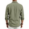 Men’s Linen Long Sleeve Shirt with Classic Turn-Down Collar and Single Chest Pocket Casual Relaxed Fit for Spring and Autumn