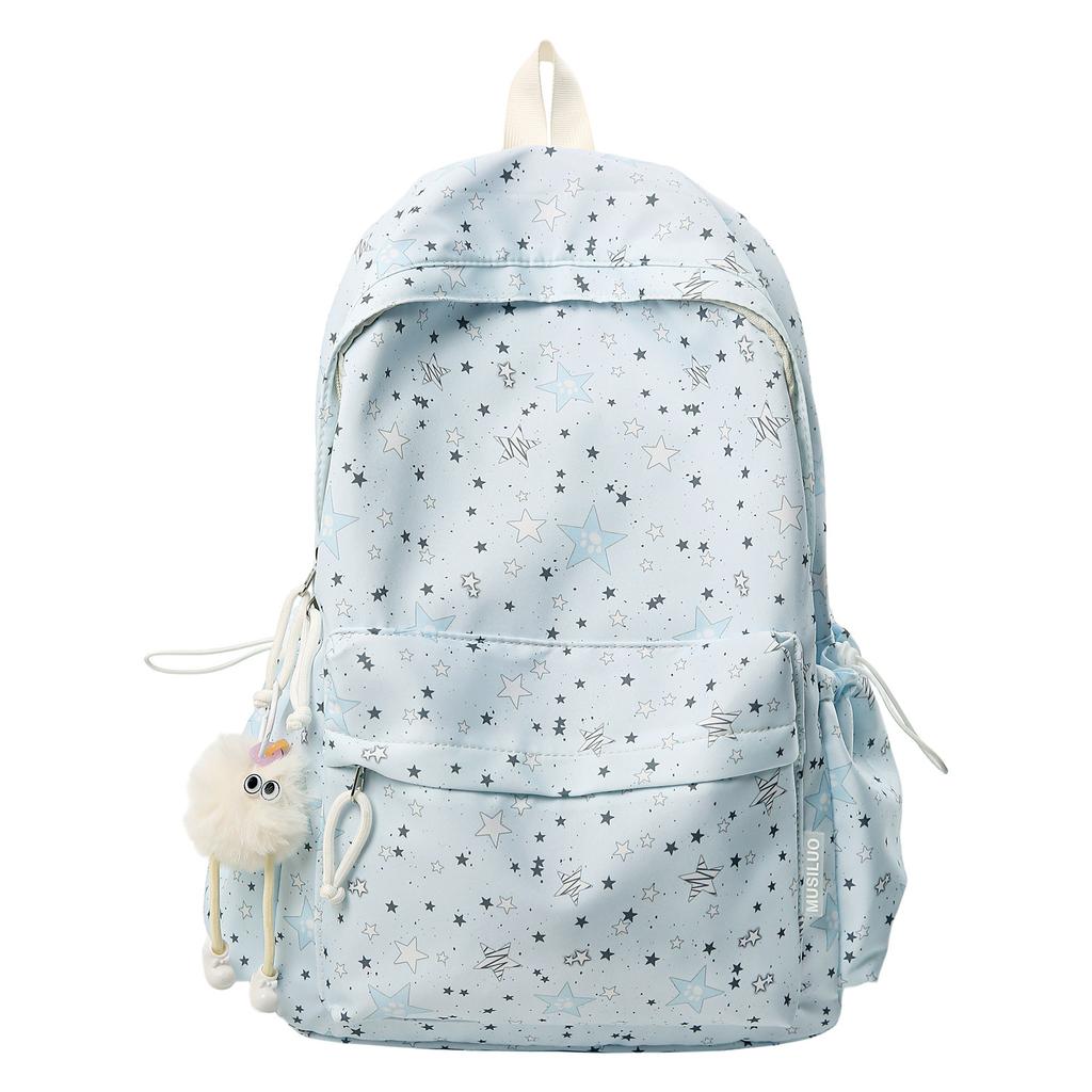 Schoolbag New High-value Star Schoolbag, Lightweight Casual Backpack for Junior and High School Students, Large Capacity, Small Fresh Backpack.