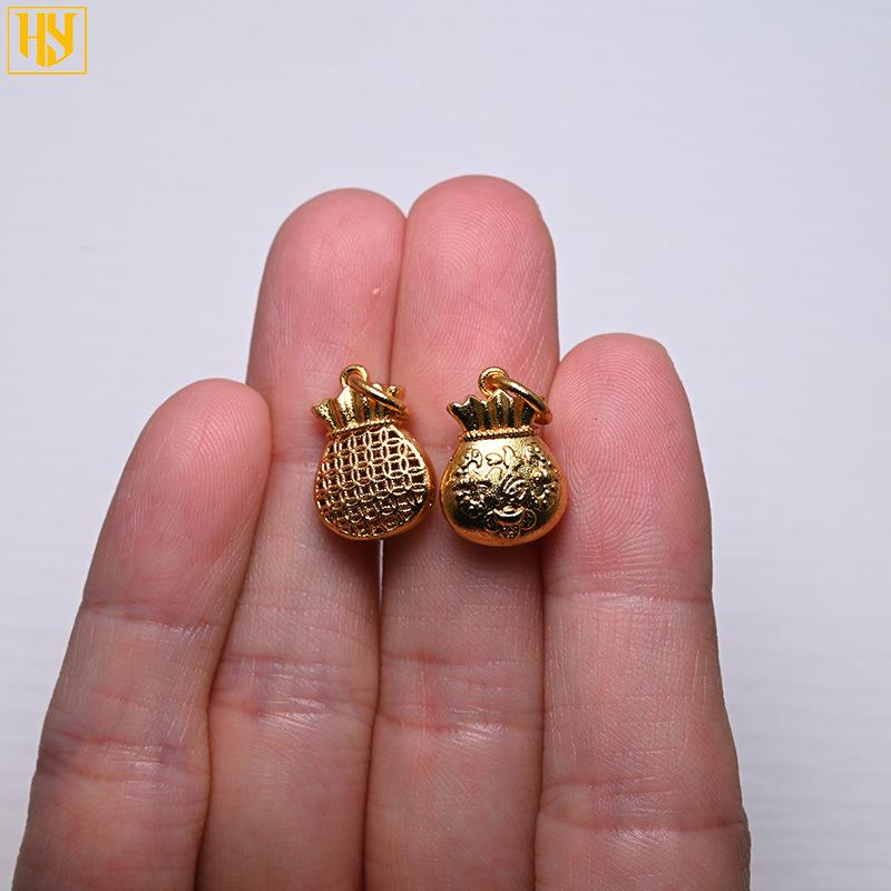 24k Gold-Plated Filigree Lucky Bag Charm Pendant for DIY Jewelry