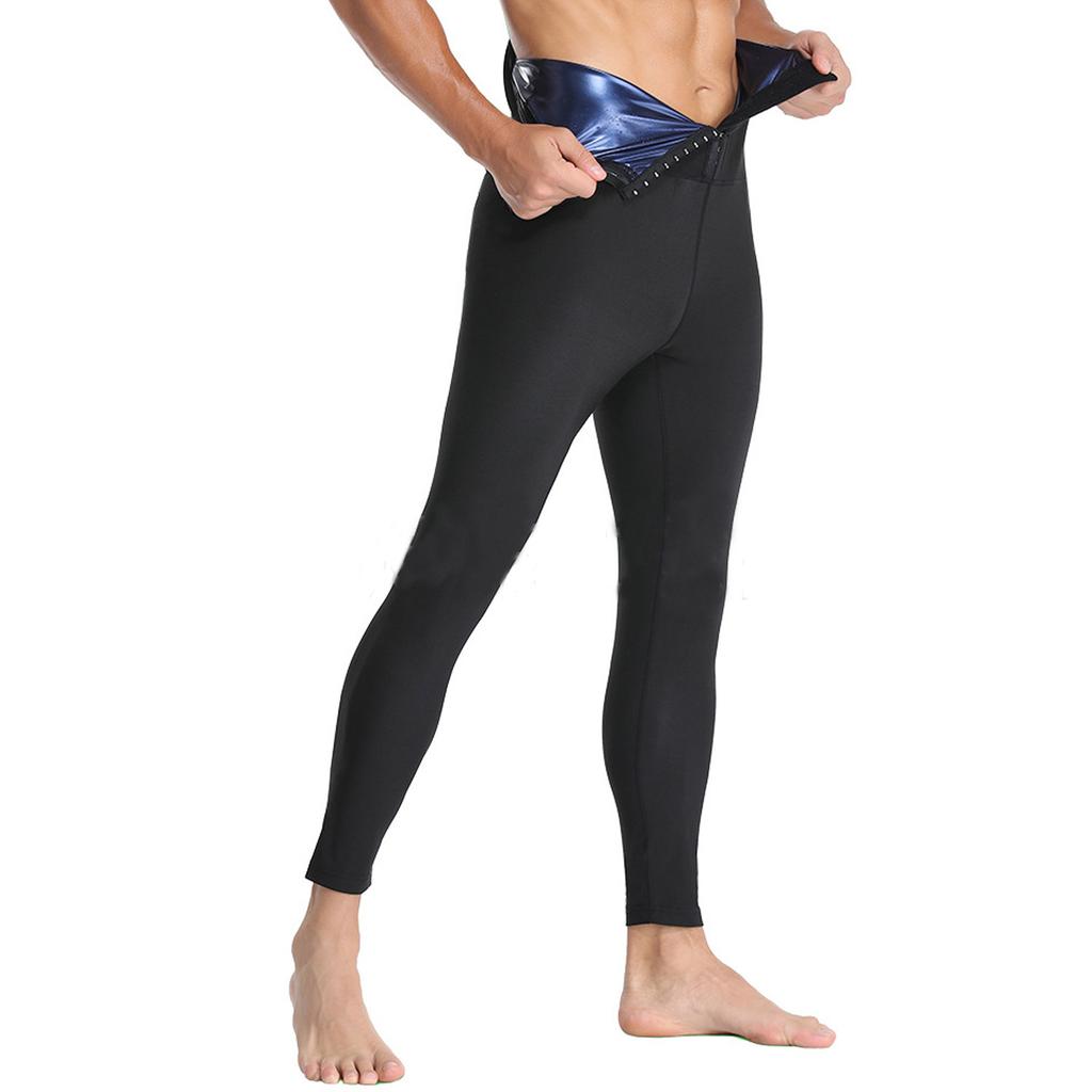 Men's High Waist Sauna Sweat Leggings Compression Pants with Waist Trainer Slimming Fitness Body Shaper Leggings